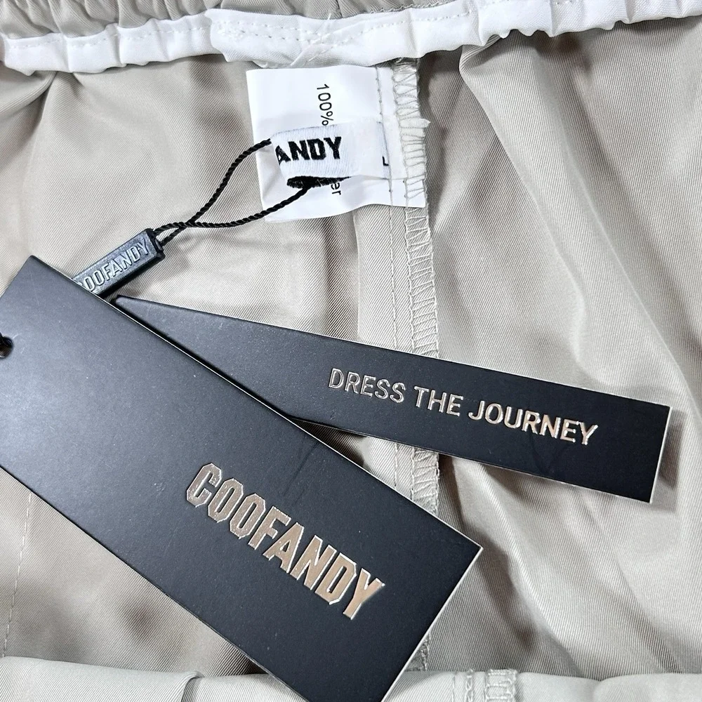 NWT COOFANDY Men's L Utility Straight Fit Cargo Pants Casual Khaki Drawstring - Picture 9 of 11